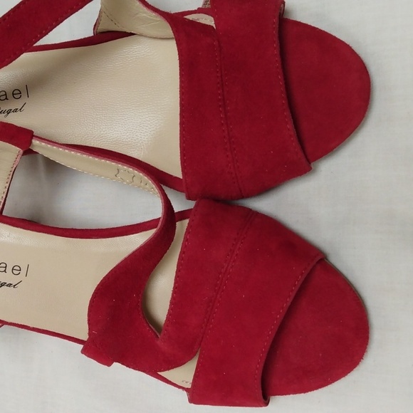 Eric Michael, Handmade in Portugal Red Suede Heeled Sandals Size EU41/US10 - Picture 8 of 8